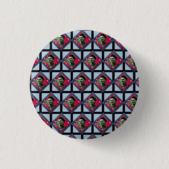 Badge Rond 2,50 Cm Frida Kahlo Retro Pink Denim (Devant)