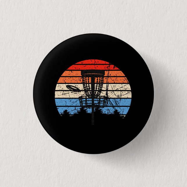 Badge Rond 2,50 Cm Frisbee Golf Disque Golf Rétro (Devant)