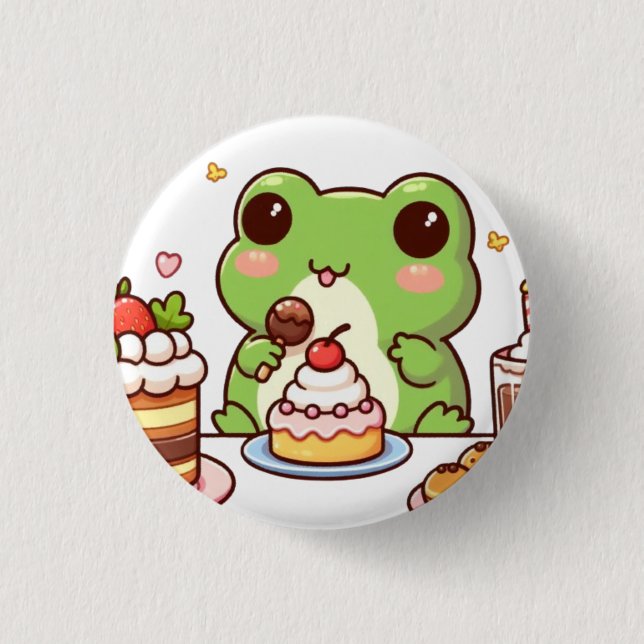 Badge Rond 2,50 Cm Frog eating cake (Devant)