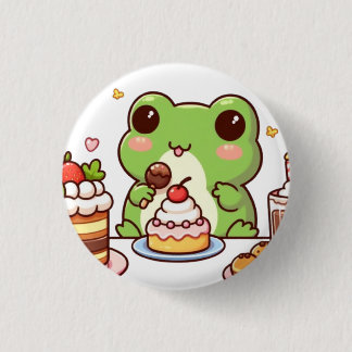 Badge Rond 2,50 Cm Frog eating cake