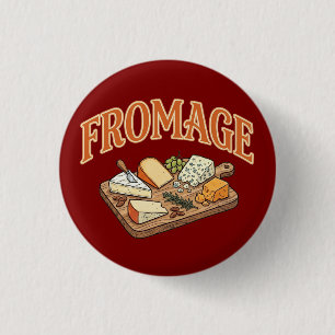 Badge Rond 2,50 Cm Fromage Vintage Graphisme de Charcuterie Française