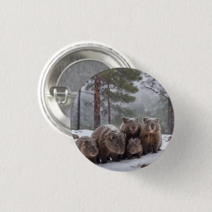 Badge Rond 2,50 Cm Frozen Burrow : famille australienne Wombat