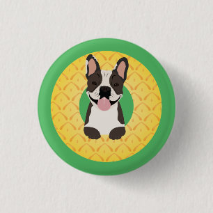 Badge Rond 2,50 Cm Fruit d'ananas à chien taureau français