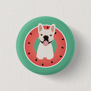 Badge Rond 2,50 Cm Fruit de pastèque français de Bulldog