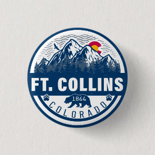 Badge Rond 2,50 Cm Ft Collins Colorado Drapeau Montagne Ville Randonn