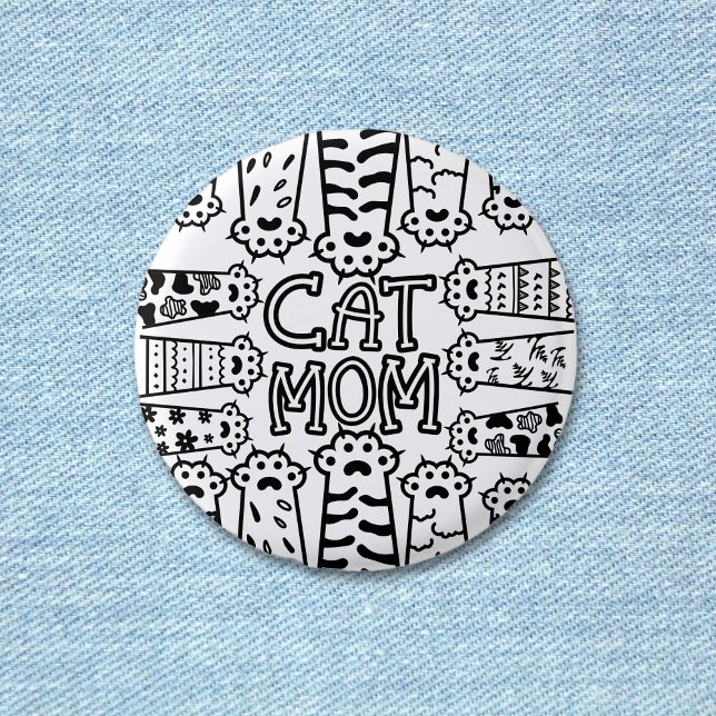 Badge Rond 2,50 Cm Fun Chat Maman Pour Amoureux de les chats (Fun Cat Mom For Cat Lovers Button)