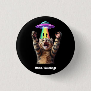 Badge Rond 2,50 Cm Funny Chat Selfie Alien UFO Hilariant personnalisa