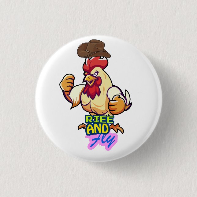 Badge Rond 2,50 Cm Funny Chicken Rise and Fly” T-Shirt (Devant)