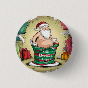 Badge Rond 2,50 Cm Funny Dirty Père Noël collection de Noël