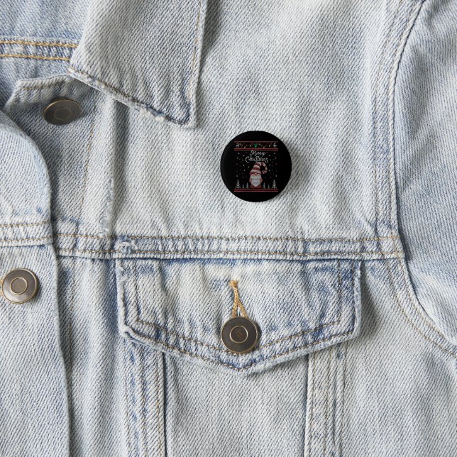 Badge Rond 2,50 Cm Funny Gnome Joyeux Noël (En situation)