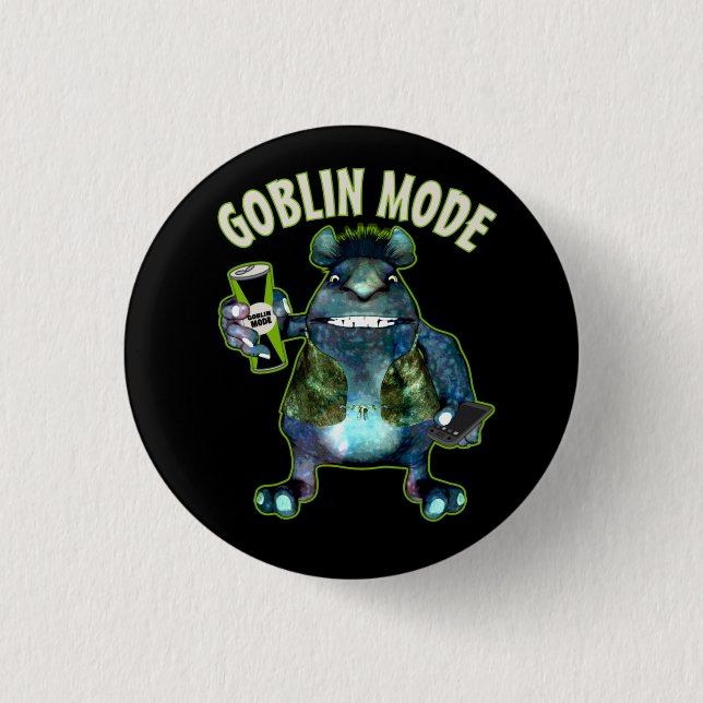 Badge Rond 2,50 Cm Funny Goblin Mode Lazy Troll Slobbin Antisocial T (Devant)