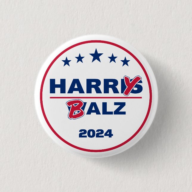 Badge Rond 2,50 Cm Funny Harris Walz 2024 Harry Balz 2024 (Devant)