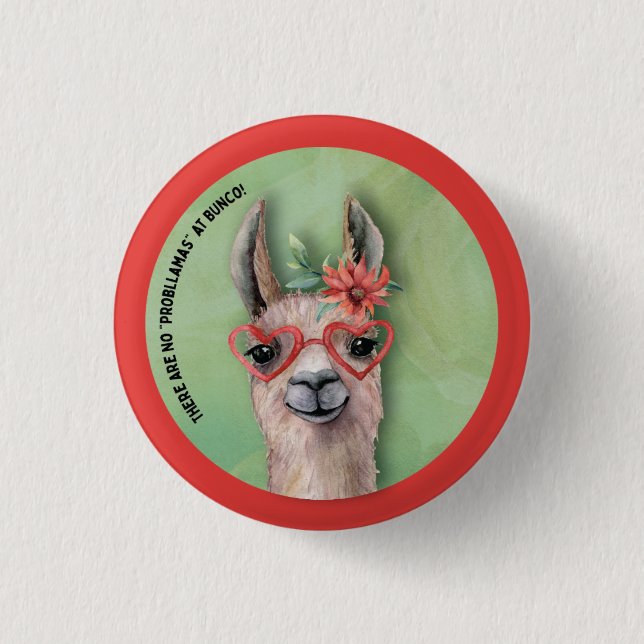 Badge Rond 2,50 Cm Funny Llama Bunco (Devant)