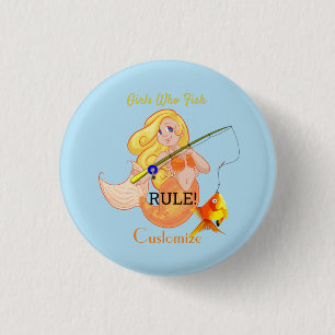 Badge Rond 2,50 Cm Funny Pêche Fille Sirène Thunder_Cove