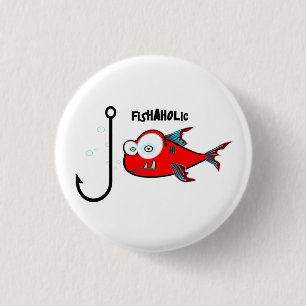 Badge Rond 2,50 Cm Funny Red Graphic Fishaholic Mens Design