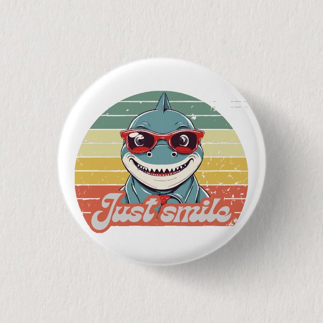 Badge Rond 2,50 Cm Funny requin invitation vous sourire (Devant)