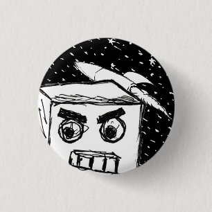 Badge Rond 2,50 Cm Furies Rapide KARL le Robot, avec fusée dans l'esp