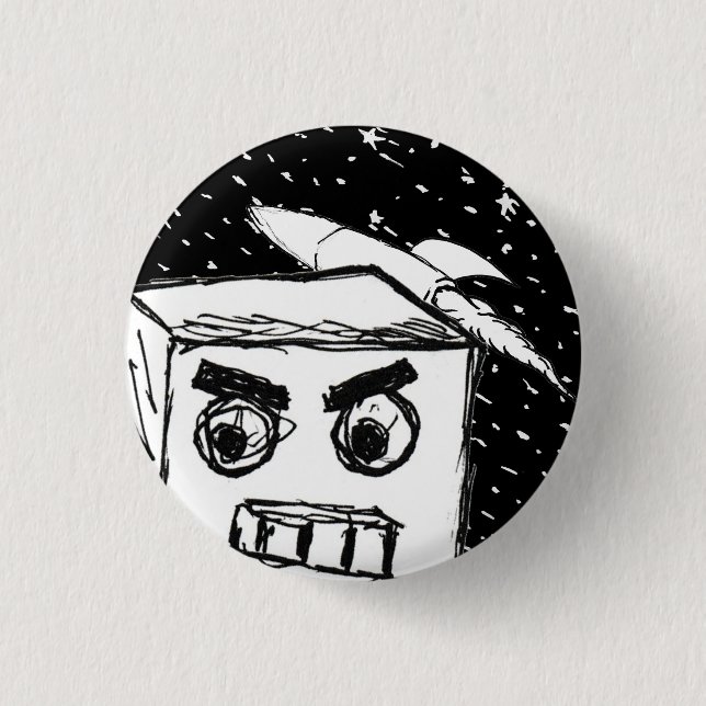 Badge Rond 2,50 Cm Furies Rapide KARL le Robot, avec fusée dans l'esp (Devant)