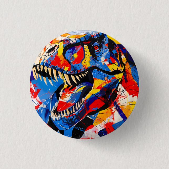 Badge Rond 2,50 Cm Fusion de T-rex dinosaure rétro sauvage (Devant)