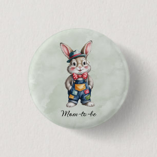 Badge Rond 2,50 Cm Futur Papa Hipster Lapin Garçon Baby Shower