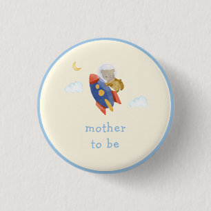 Badge Rond 2,50 Cm Future Maman Bateau Spatial Fusée Ours Garçon Baby