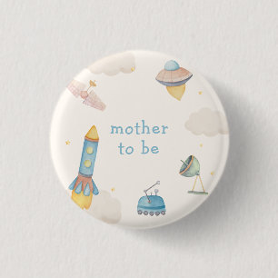Badge Rond 2,50 Cm Future Maman Bohème Baby Shower Fusée Espace