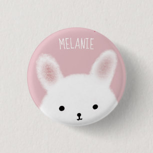 Badge Rond 2,50 Cm Fuzzy Bunny Pink Personnalised