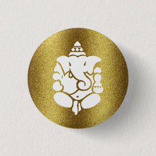 Badge Rond 2,50 Cm Ganesha Golden Parties scintillant Design
