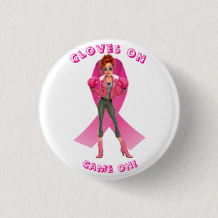 Badge Rond 2,50 Cm Gants, Jouez ! Sensibilisation au cancer du sein