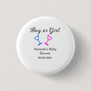 Badge Rond 2,50 Cm Garçon ou fille baby shower rose bleu verre nom da
