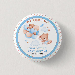 Badge Rond 2,50 Cm Garçon Ourson “On Peut à peine Attendre” Baby Show
