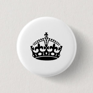 Badge Rond 2,50 Cm Gardez calme couronne noire
