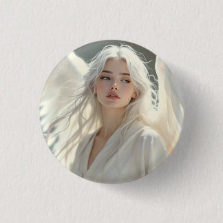 Badge Rond 2,50 Cm Gardien lumineux - Ange de l'Aube Argent