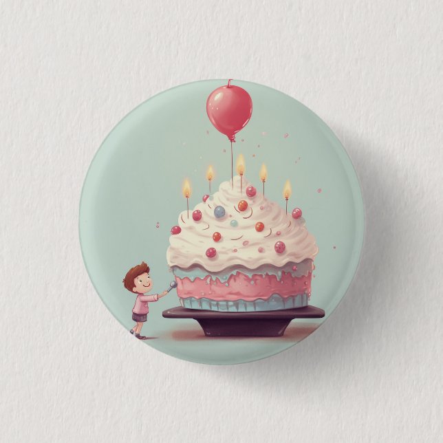 Badge Rond 2,50 Cm Gâteau d'anniversaire, glace, anniversaire (Devant)