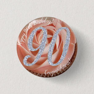Badge Rond 2,50 Cm Gâteau pour 90e anniversaire Badge rond 3 cm