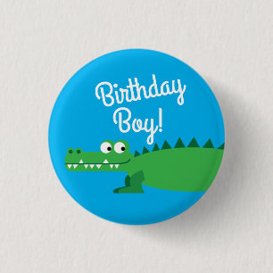 Badge Rond 2,50 Cm Gator Alligator Crocodile Enfants 1er fête d'anniv