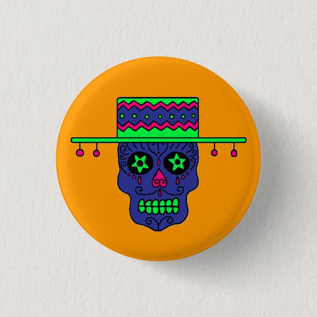 Badge Rond 2,50 Cm Gaucho Sugar Crâne (Devant)