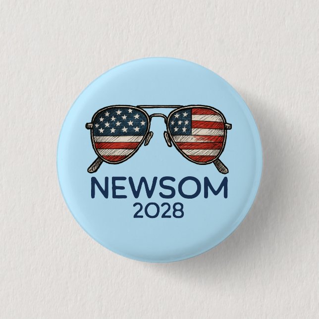 Badge Rond 2,50 Cm Gavin Newsom 2028 Pour Lunettes de soleil Présiden (Devant)