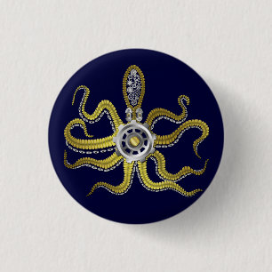 Badge Rond 2,50 Cm Gears Steampunk Octopus Kraken
