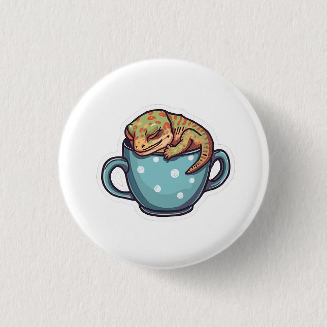 Badge Rond 2,50 Cm Gecko endormi (Devant)
