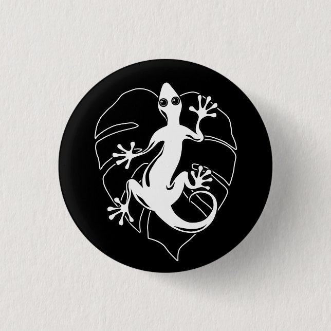 Badge Rond 2,50 Cm Gecko Lizard Silhouette (Devant)