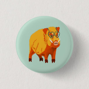 Badge Rond 2,50 Cm Geek Pig Funny Nerdy