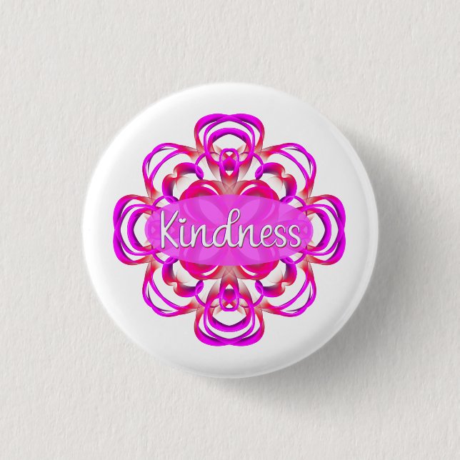 Badge Rond 2,50 Cm Gentillesse en Mandala rose (Devant)