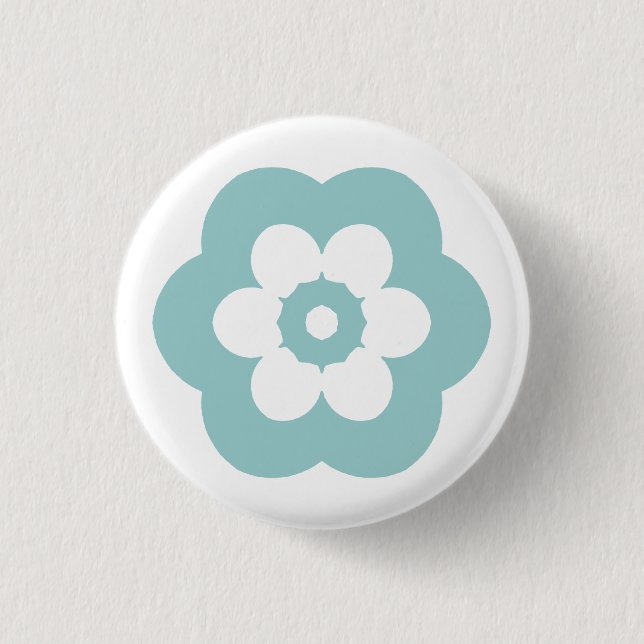 Badge Rond 2,50 Cm Géométrique 290514 (3) - Bleu clair vert sur blanc (Devant)