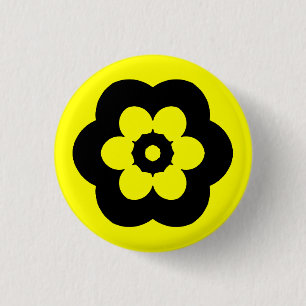 Badge Rond 2,50 Cm Géométrique 290514 (3) - Noir sur Jaune