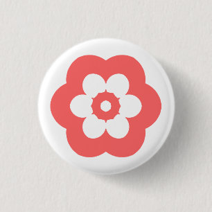 Badge Rond 2,50 Cm Géométrique 290514 (3) - Rose tropicale sur blanc