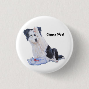 Badge Rond 2,50 Cm Gimme mignon cinq de border collie de chiot !