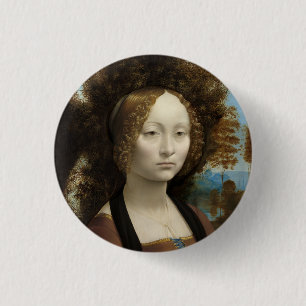 Badge Rond 2,50 Cm Ginevra de' Benci par Léonard de Vinci
