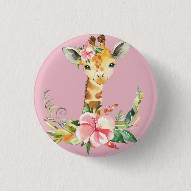 Badge Rond 2,50 Cm Girafe (Devant)