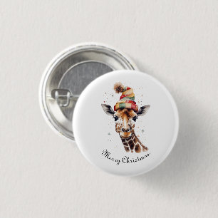 Badge Rond 2,50 Cm Girafe de Noël Cozy, personnalisé